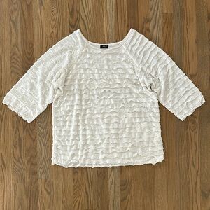 Ashley J Ruffle Top sz Large Women's 3/4 Sleeve Layered Sheer Pullover White